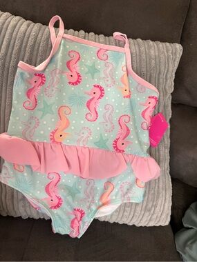Aqua Pink Seahorse Ruffle One-Piece by Aqua